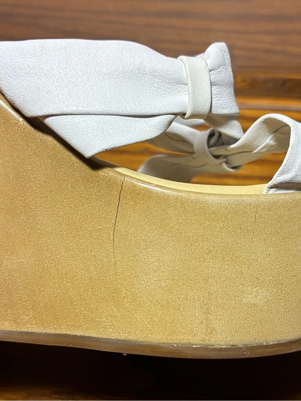 Y2K Vintage Cathy Jean Brazil Platform Wedge Slides White Leather Size 8